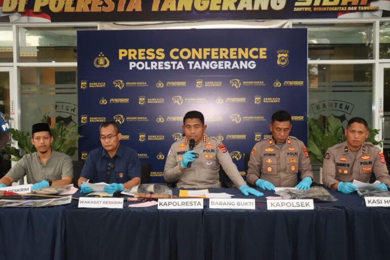 Polresta Tangerang Gelar Konferensi Pers Ungkap Kasus  Tawuran Pelajar Berujung Maut dI Sukadiri