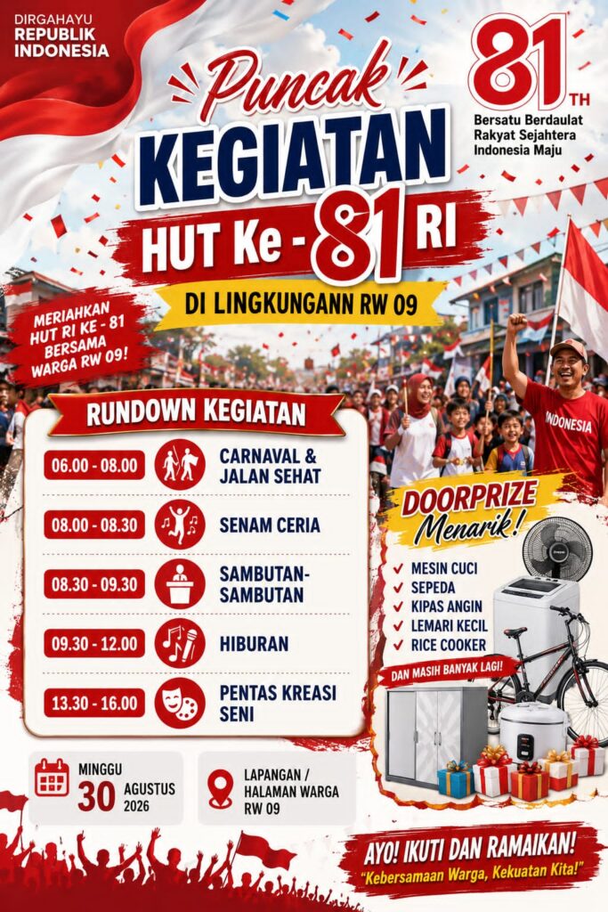 Semarak Kebersamaan, Warga Mulya Asri 2 RW 09 Siap Gelar Puncak Perayaan HUT RI ke-81 2813038