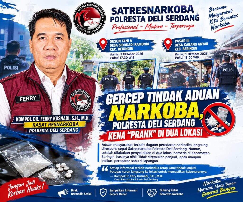 Gercep Tindak Aduan Narkoba, Polresta Deli Serdang Kena “Prank” di Dua Lokasi 3436614